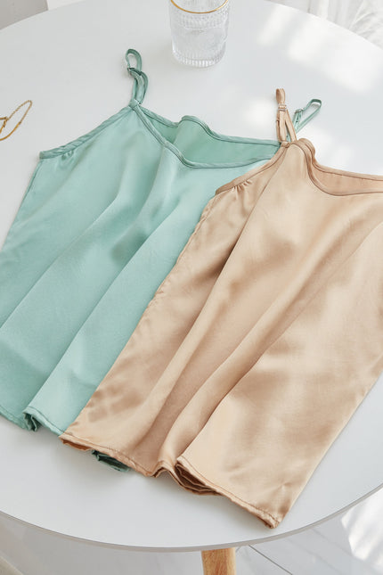 Soft Strokes Silk | Jade Soar Pyjamas Camisole with Adjustable Straps