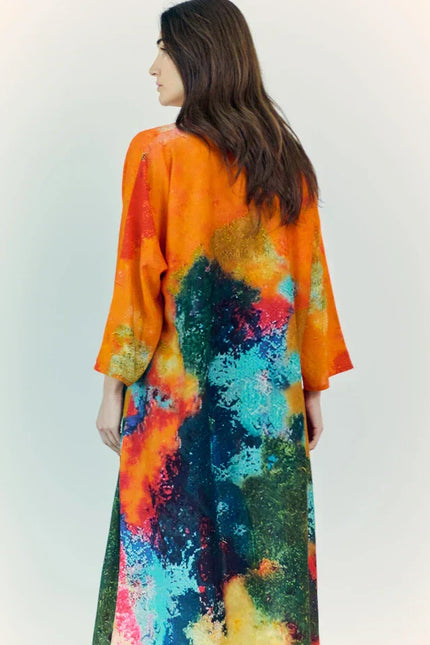 Canvas & Chaos Abstract Print Long Kimono