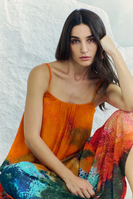 Canvas & Chaos Abstract Print Maxi Dress