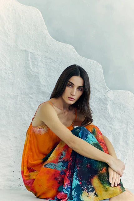 Canvas & Chaos Abstract Print Maxi Dress