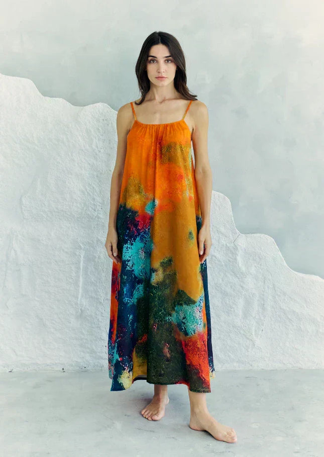 Canvas & Chaos Abstract Print Maxi Dress