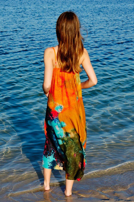 Canvas & Chaos Abstract Print Maxi Dress