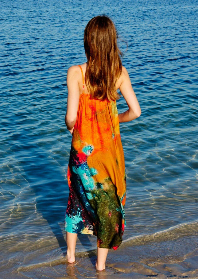 Canvas & Chaos Abstract Print Maxi Dress