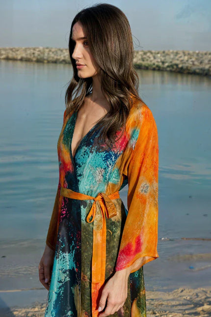 Canvas & Chaos Abstract Print Short kimono