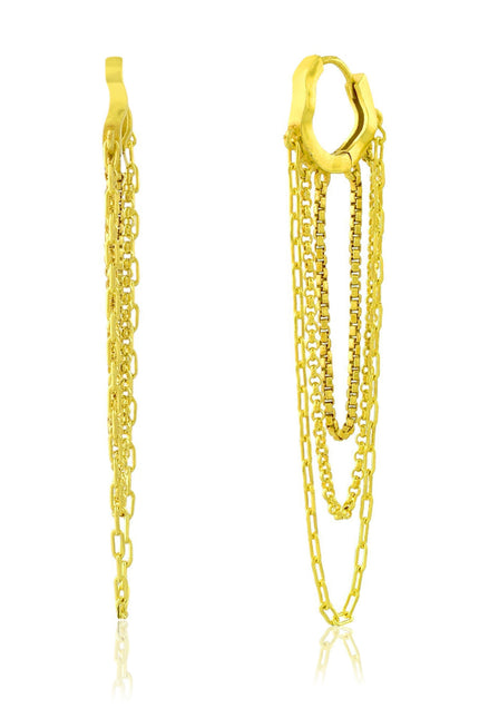 White Background image of Chain Embrace Huggies Earrings by arvino