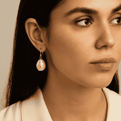 Michael Nash Jewelry | MARCELLA CHAMPAGNE BAROQUE GLASS PEARL DROP