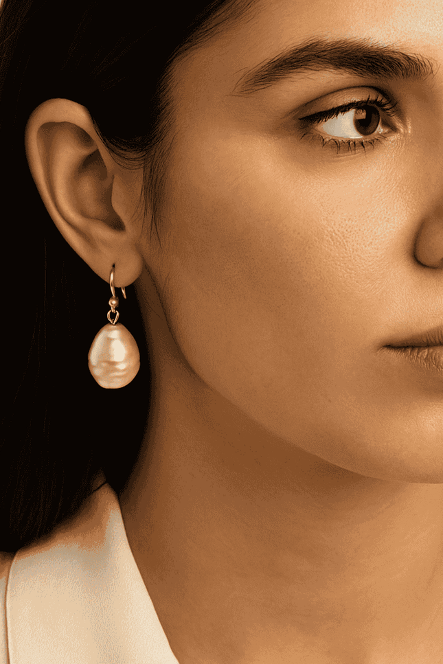 Michael Nash Jewelry | Marcella Champagne Baroque Glass Pearl Drop Earrings