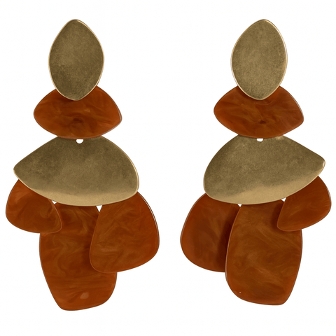 Michael Nash Jewelry | Danielle Carnelian Resin & Worn Gold Pierced Earrings