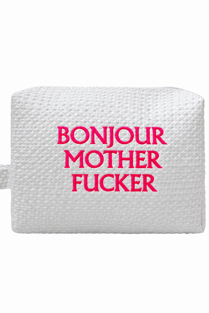 Lilly Loves | Bonjour MF White Waffle Weave Cosmetic Bag