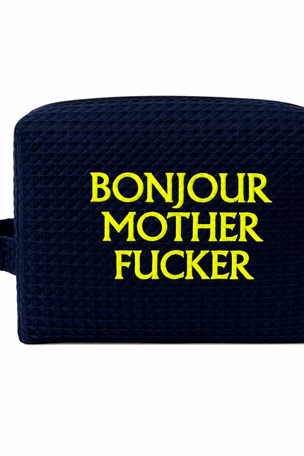 Lilly Loves | Bonjour MF Navy Waffle Weave Cosmetic Bag