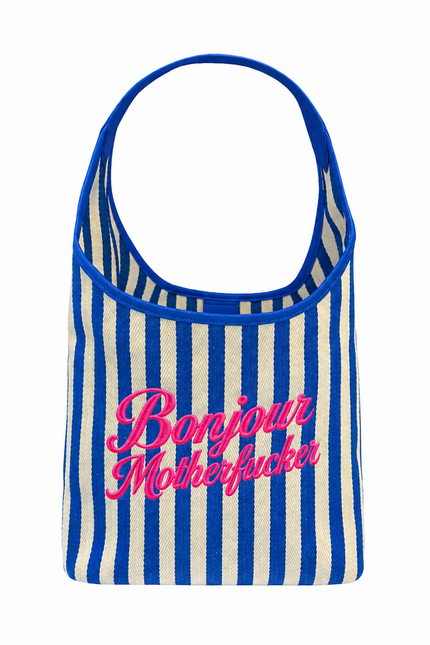Lilly Loves | Blue Bonjour Motherfuckers Tote Bag