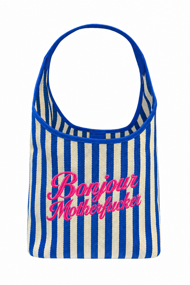 Lilly Loves | Blue Bonjour Motherfuckers Tote Bag