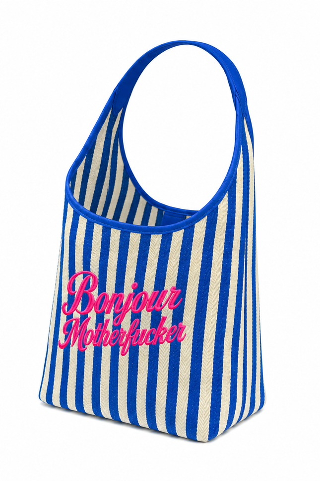 Lilly Loves | Blue Bonjour Motherfuckers Tote Bag