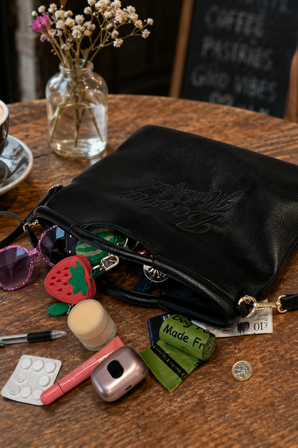 Lilly Loves | Cinderfuckinrella Black Vegan Leather Clutch