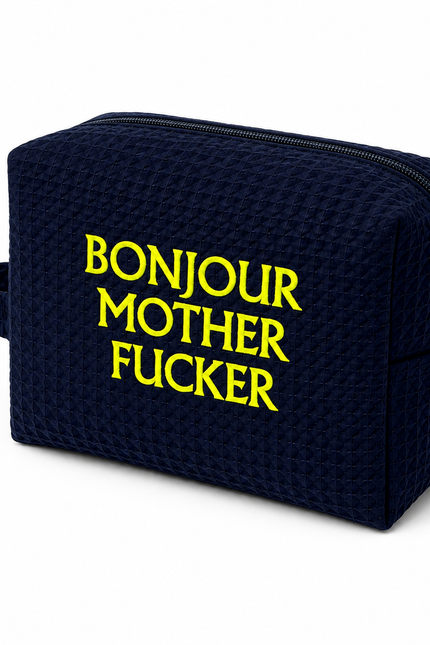 Lilly Loves | Bonjour MF Navy Waffle Weave Cosmetic Bag