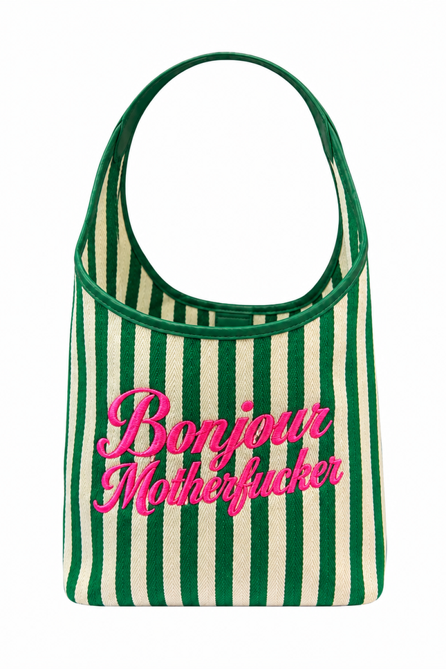 Lilly Loves | Green Bonjour Motherfucker Tote Bag