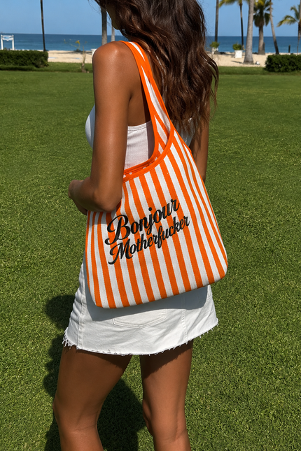 Lilly Loves | Orange Bonjour Motherfuckers Tote Bag