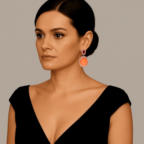 Michael Nash Jewelry | Gemma Flawed Orange and Pink Fourmaline Glass Clip Drop Earrings