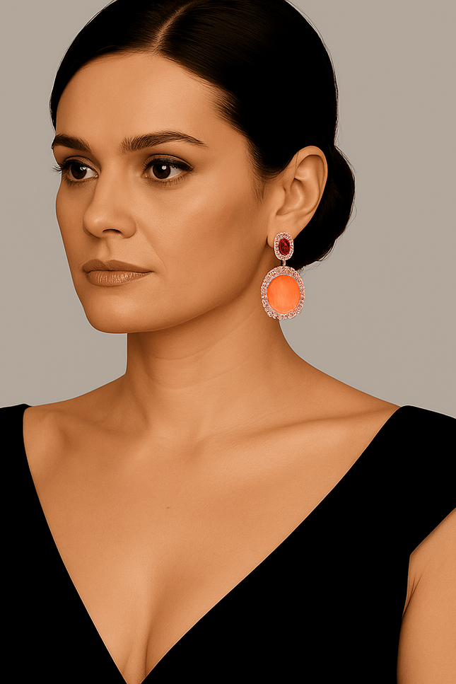 Michael Nash Jewelry | Gemma Flawed Orange And Pink Fourmaline Glass Clip Drop Earrings