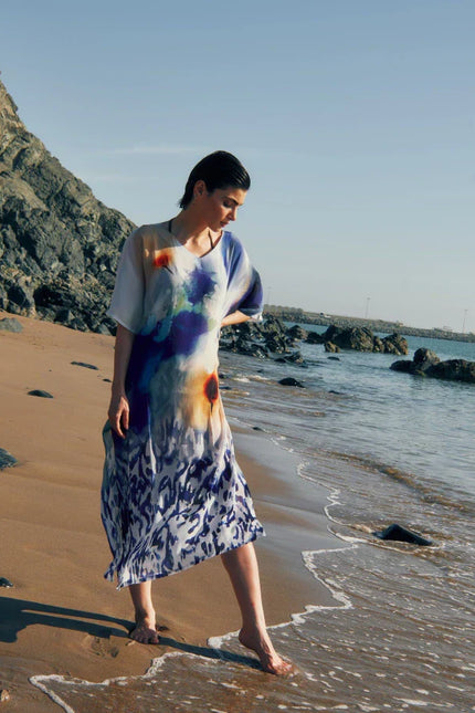 Ciel & Sand Long Kaftan With Side Slits