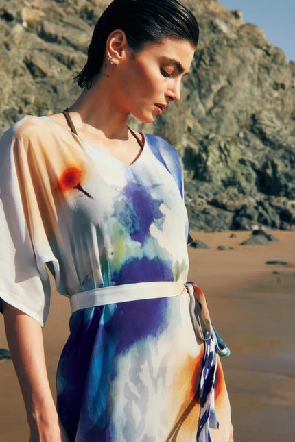Ciel & Sand Long Kaftan With Side Slits