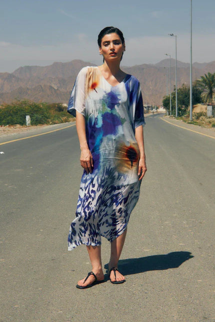 Ciel & Sand Long Kaftan With Side Slits