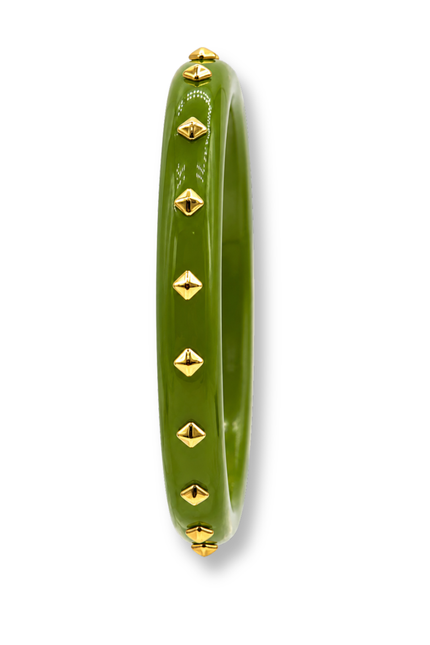Michael Nash Jewelry | Clementine Studded Matte Forest Green Resin Bangle