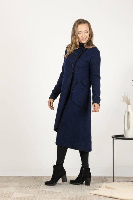Woman wearing a blue cardigan
