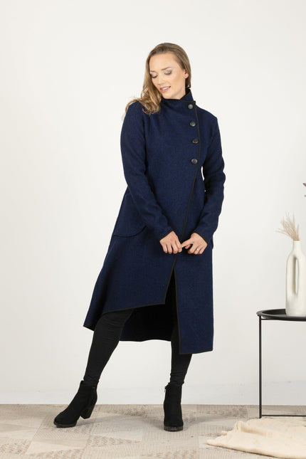 Woman wearing a blue cardigan