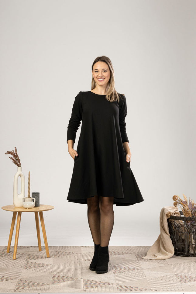 Knee-length winter wool dress