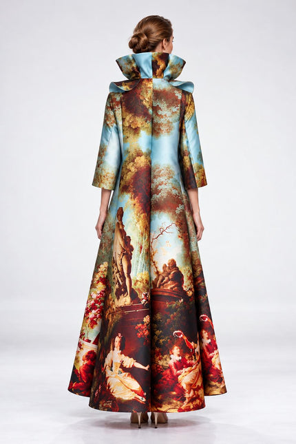 Royal Garden Long Coat – Sculptural Collar