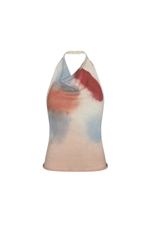 Creamy Canvas Top Cream with red, light blue and lavender M NORGÄTE alpaca knitwear sustainably made in Peru