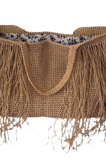 Springmoonatelier | Handmade  Raffia Large Beach Tote Bag – Boho Tassel Bag