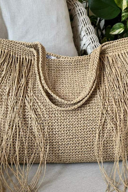 Springmoonatelier | Handmade  Raffia Large Beach Tote Bag – Boho Tassel Bag