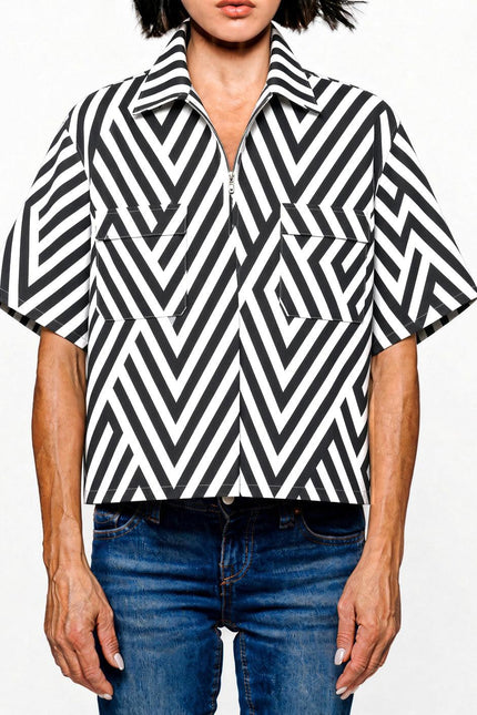Cropped Shirt - Black & White