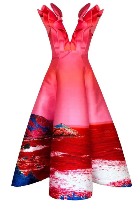 Custom-Made Butterfly Evening Dress - Special Print