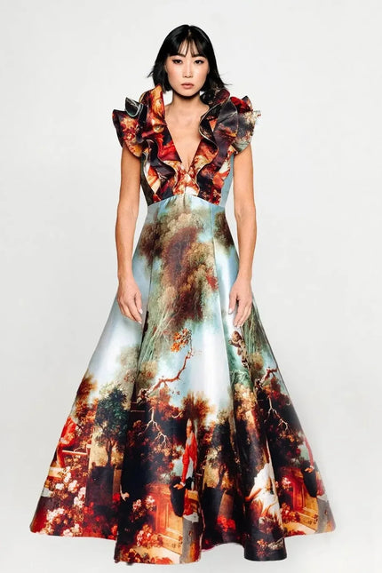 Custom-Made Butterfly Evening Dress - Special Print