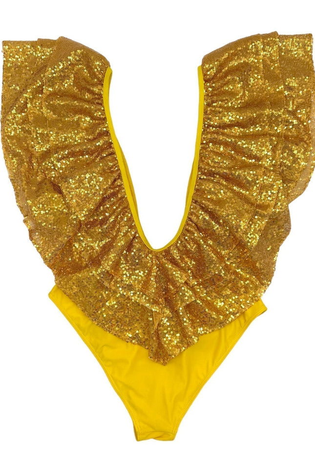 Julia Clancey I Victory Yellow Sequin Swim Body