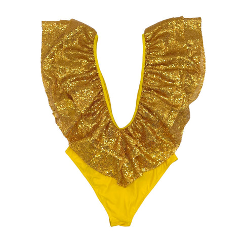 Julia Clancey I Victory Yellow Sequin Swim Body