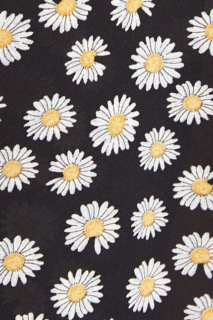 Louche Edie Daisy Dancer Midi Skirt - Black - Fabric & Print Detail