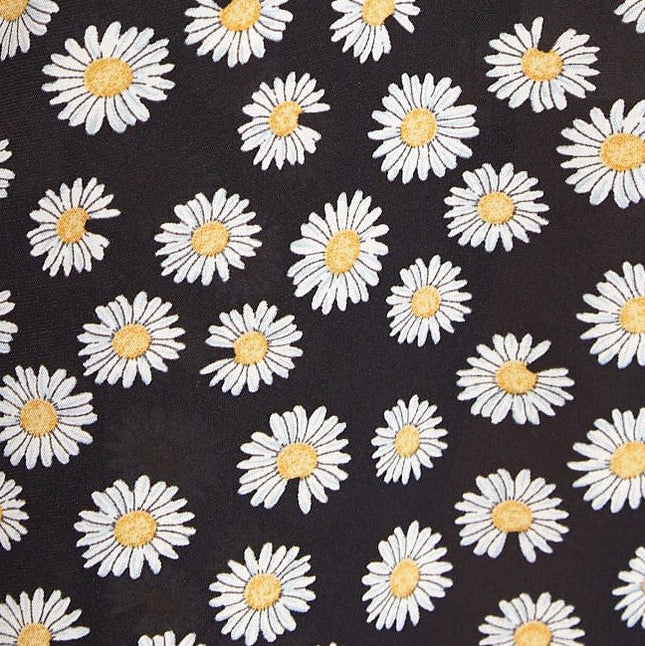 Louche Edie Daisy Dancer Midi Skirt - Black - Fabric & Print Detail