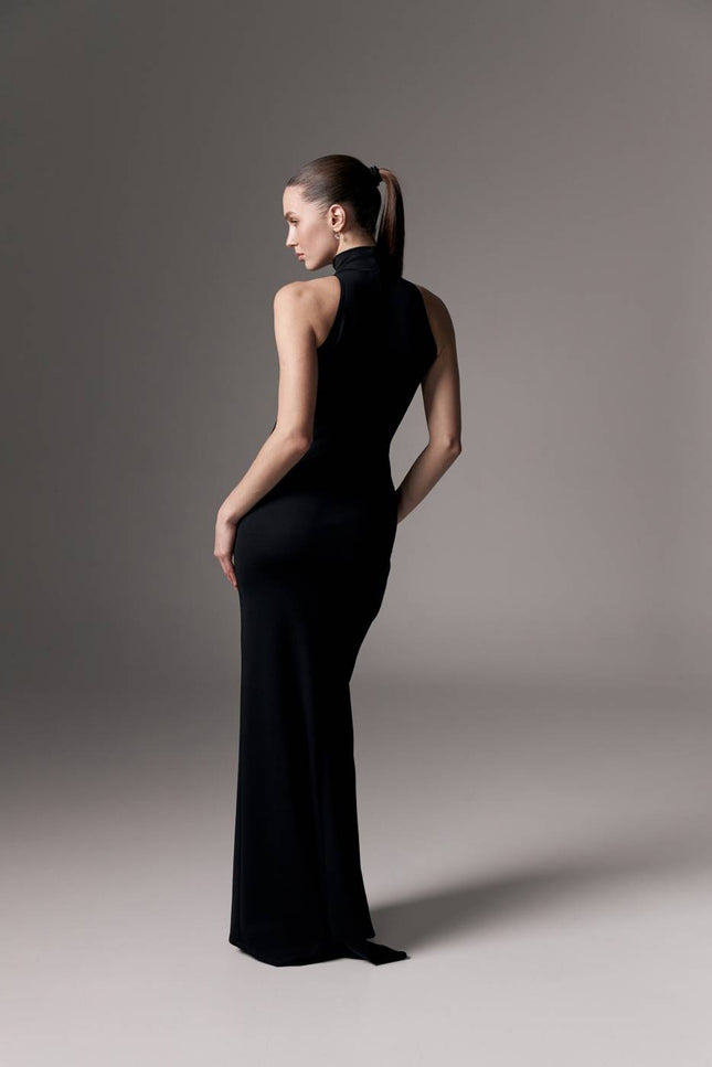 Kolosova | Black Maxi Dress With A Halter Cutout
