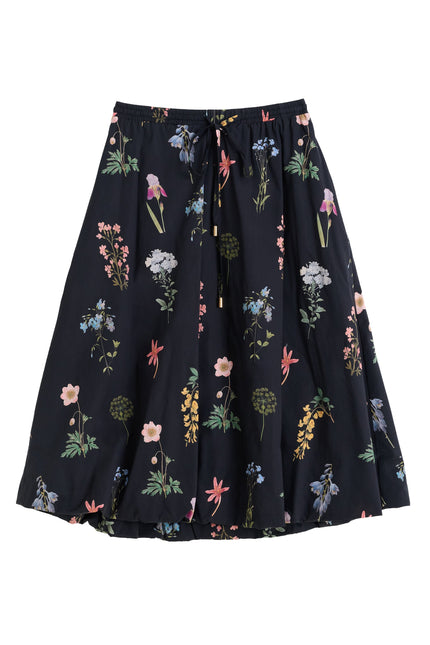 Dixie Flower Press Print Balloon Hem Midi Skirt - Multi - Styled