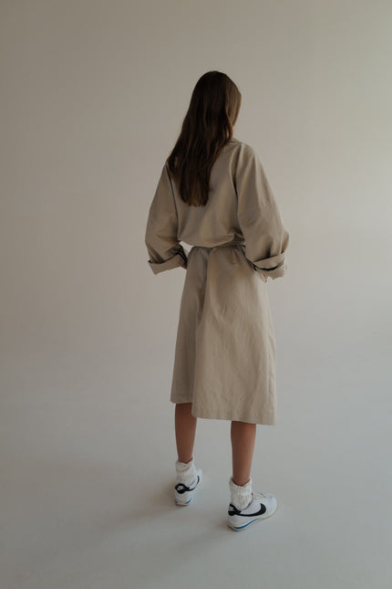 Oversized Double-Breasted Trench Coat AGATA with contrast collar (Last item)