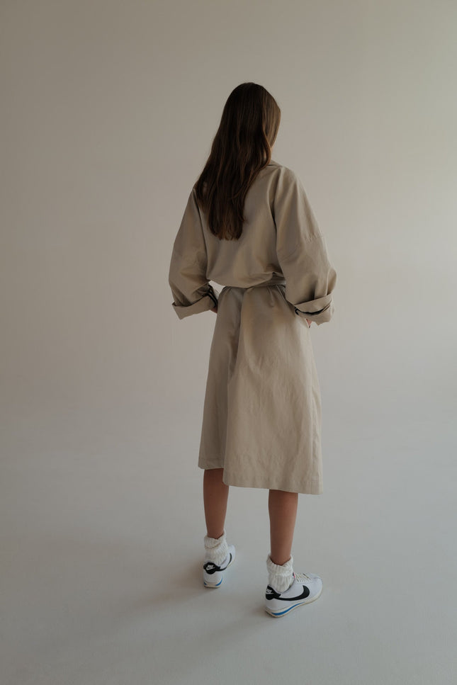 Oversized Double-Breasted Trench Coat AGATA with contrast collar (Last item)