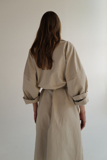 Oversized Double-Breasted Trench Coat AGATA with contrast collar (Last item)
