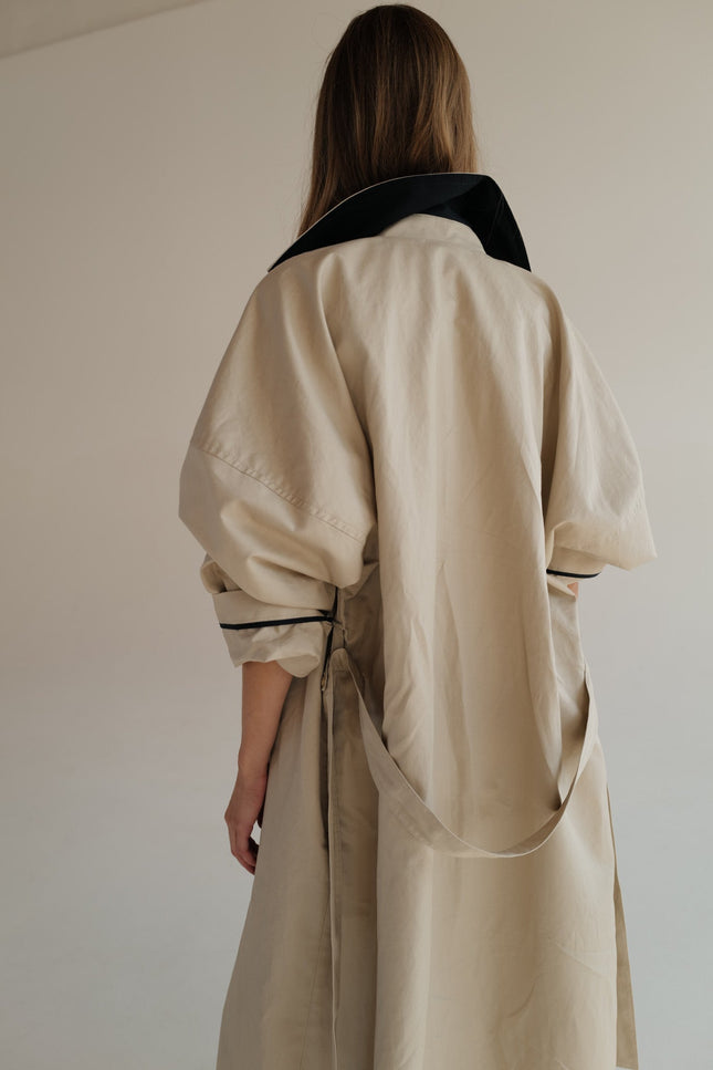 Oversized Double-Breasted Trench Coat AGATA with contrast collar (Last item)