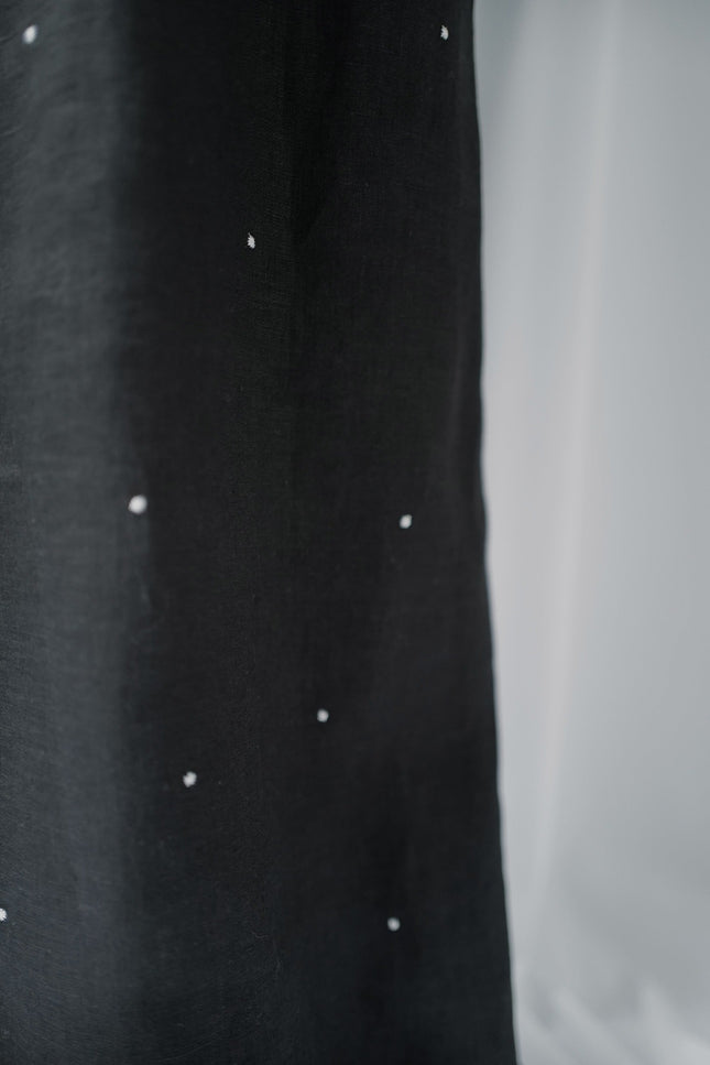 Anna Led | Embroidered Linen Wide Pull Up Trousers THE DOTS