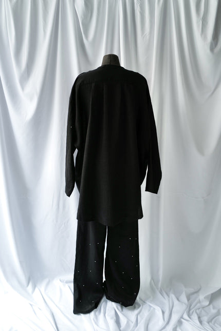 Soft Washed  Linen Shirt THE DOTS BLACK