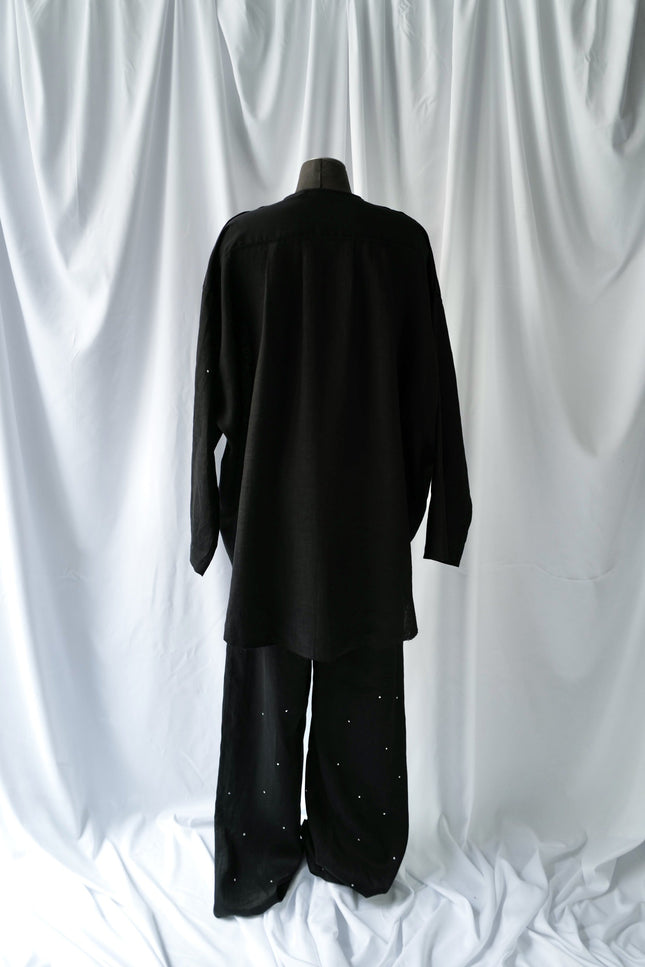 Soft Washed  Linen Shirt THE DOTS BLACK